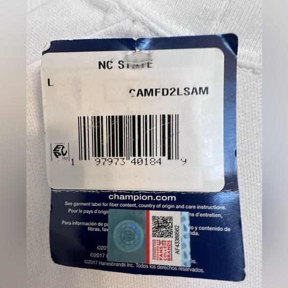 Champion White and Red NC State Wolfpack Crewneck Sweater - Picture 7 of 7